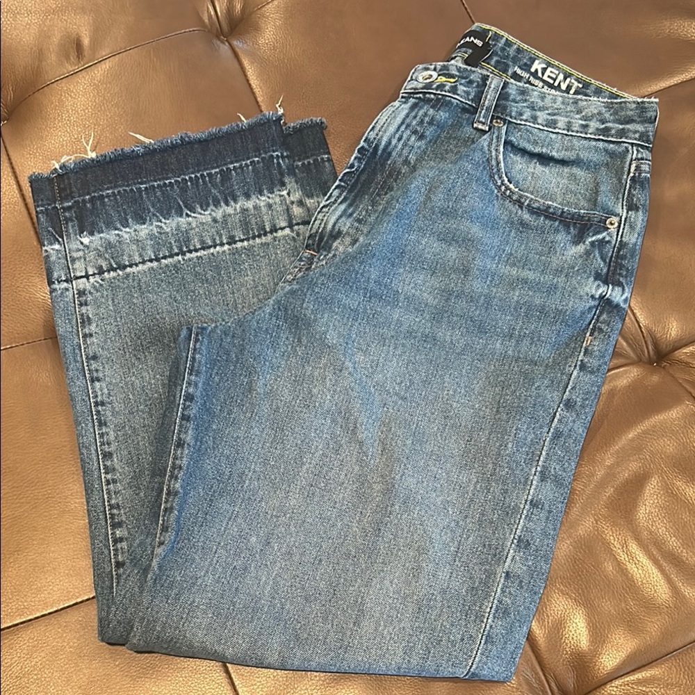 DKNY Frayed Hem Blue Women's Ankle Jeans